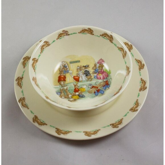 Royal Doulton Bunnykins Bone China 6" Cereal Bowl & 8" Salad Plate EUC - Picture 10 of 10